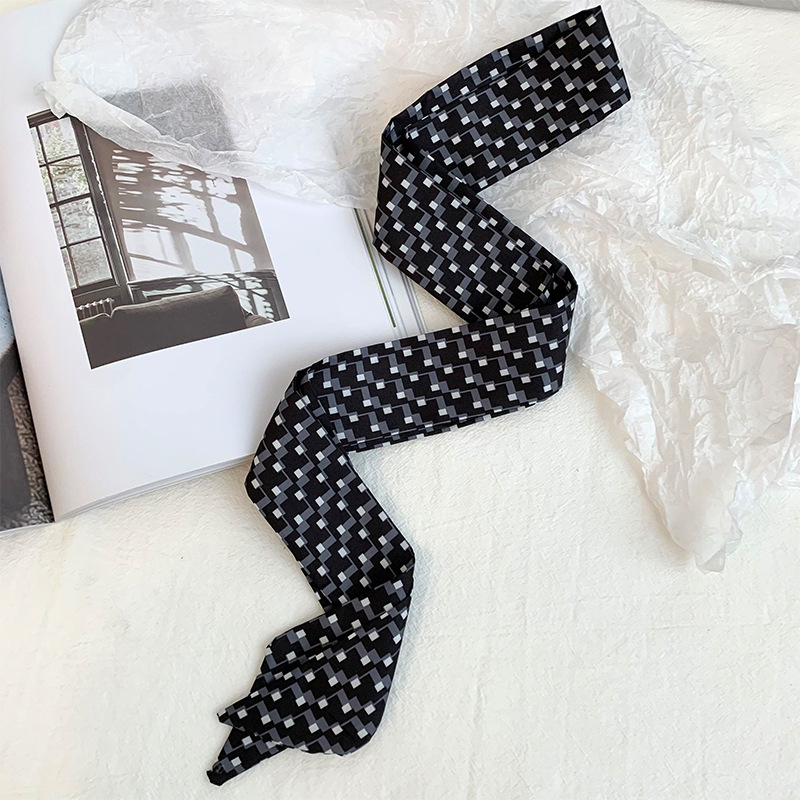 Bufanda de seda de lunares, banda larga, sensación de alta gama, nuevo estilo multiusos, todo-fósforo, bufanda pequeña, pañuelo para el cabello, cinturón de cinta para el cabello