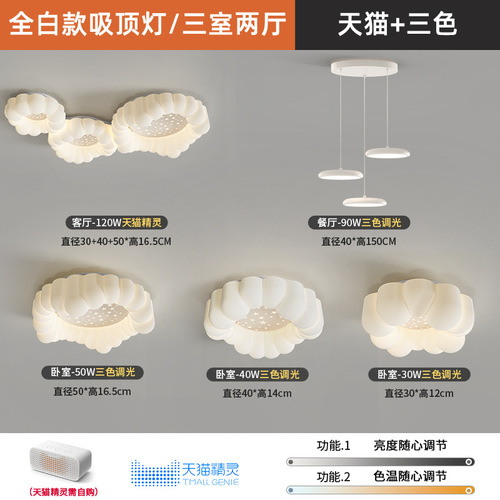 Cream Style Minimalist Living Room Main Lamp  New Model Zhongshan Flush Mount Smart Eye-Care Lighting Set Full House Package