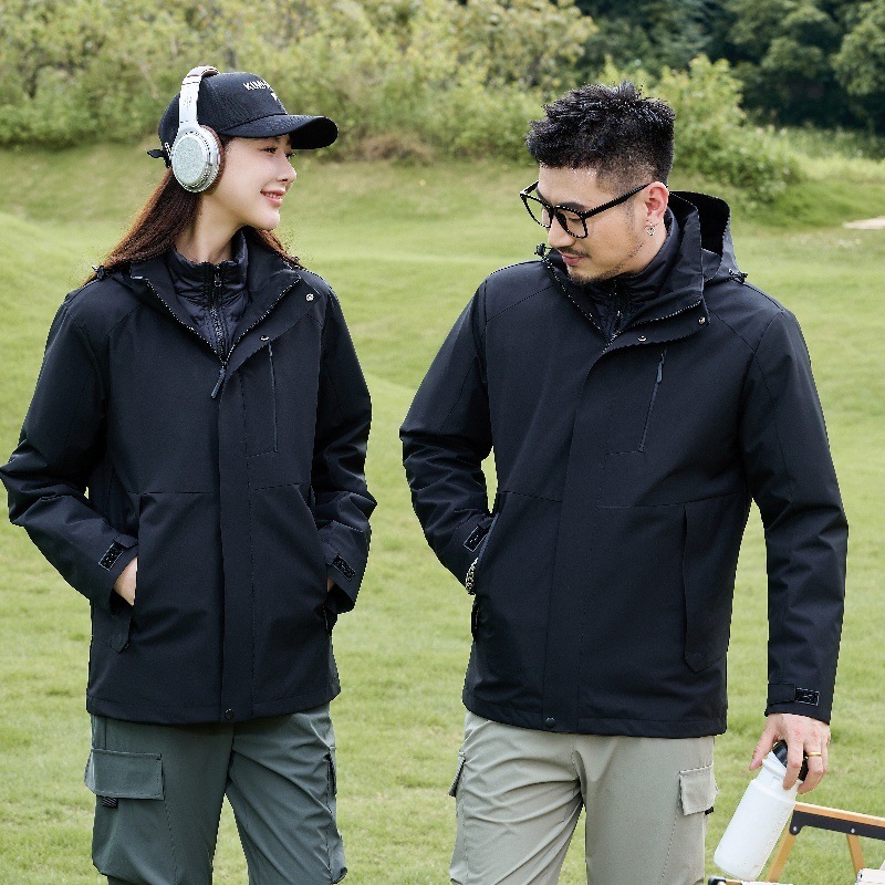 Осенние и зимние куртки для мужчин и женщин, съемная ветрозащитная и водонепроницаемая уличная рабочая одежда «три в одном» с логотипом с принтом