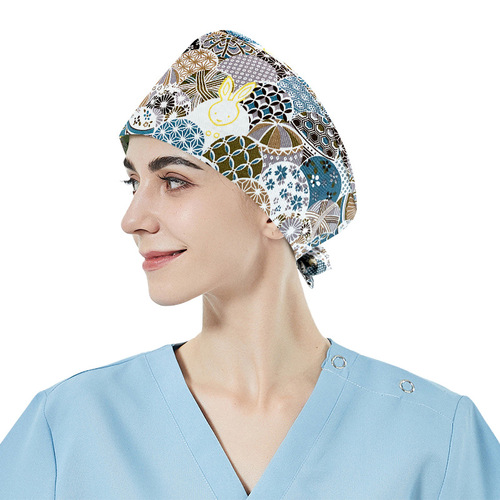 Surgical Cap for Women - Pure Cotton, Cute Nurse Oral Doctor Hat for Men - Adjustable Elastic, Printed Thin Style for Surgeons and Operating Room Physicians