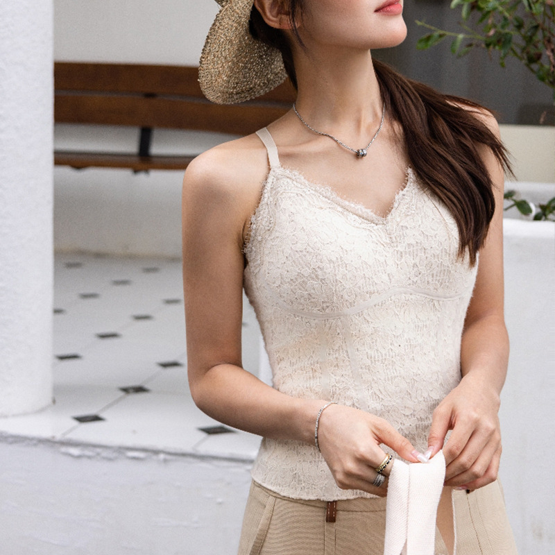 Original down Lace Camisole with Breast Pads, Brushed Warm Base Layer, Beautiful Back Intimates, Slimming Look and Pure Desire