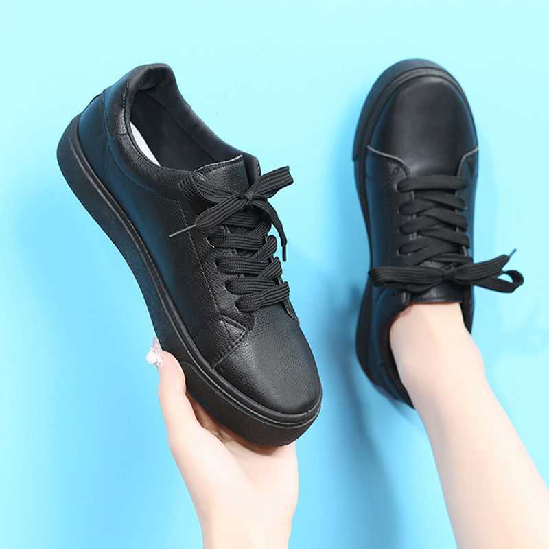 Wear-resistant full leather waterproof non-slip kitchen black work shoes women's soft bottom not tired feet shoes running sneaker