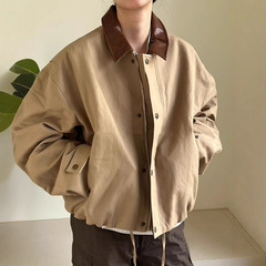 原版开发！深圳南油2025新款复古巴恩风宽松皮领夹克衫男女款外套