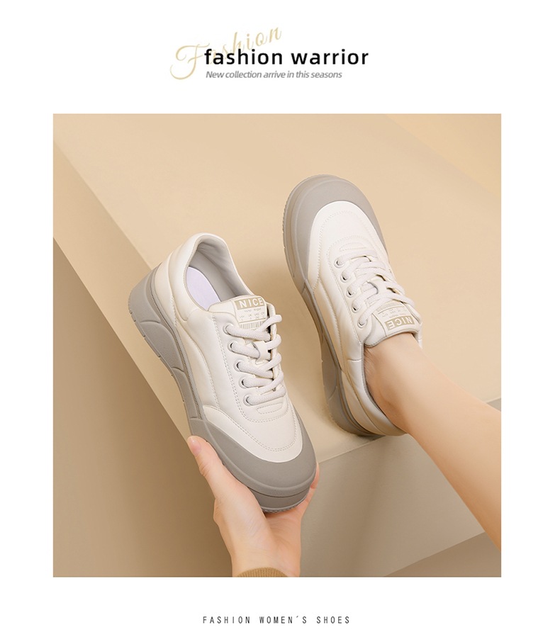 Weiße Damen Freizeitschuhe Mit Plateau Weiche Sohle Sneaker_voghion.com