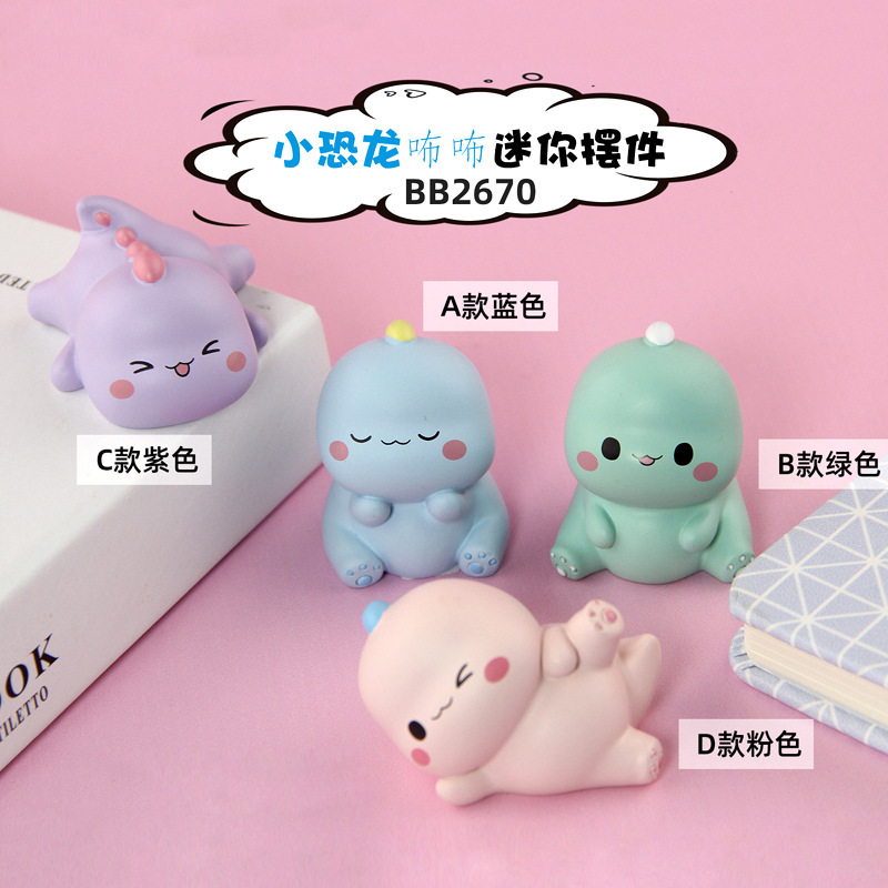 Small Dinosaur Figurine Resin Crafts Car Desktop Decoration Animal Piglet Doll Bonsai Handmade Cartoon Style