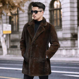 Fur Outwear Men's 2025 Haining Winter New Mink Outwear Mid-Length Daily Casual Imitation Mink Warm and Thickeneded