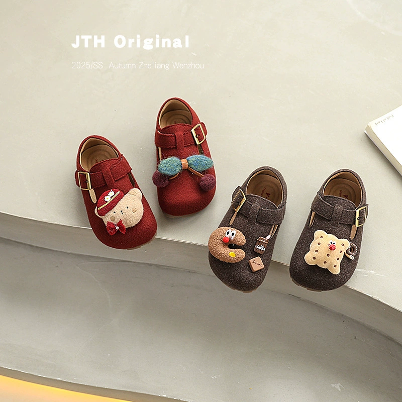 2025 новых осенних балеток для девочек маленького и среднего размера, детские мультяшные симпатичные мягкие туфли-принцессы, туфли Birkenstock, туфли-бини