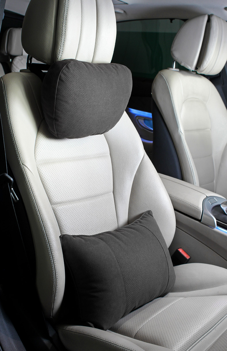 Punching headrest suede suitable for Mercedes-Benz S-Class Maybach punching neck pillow car pillow 5 series neck waist pillow