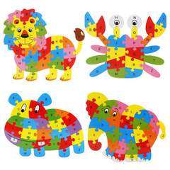 Flat puzzle wholesale animal dinosaur puzzle 26 English letters early education children's puzzle wooden toys cross-border