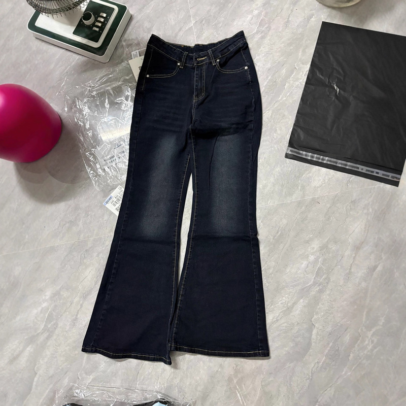 Popular Recommendation [V-Waist Cartoon Legs] Lazy Jeans Women's Autumn and Winter Slimming Straight-Leg Leg Wide-Leg Micro-Flared Pants