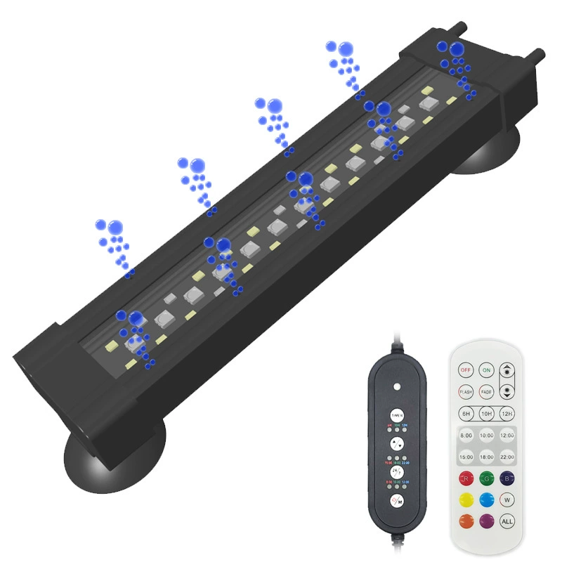 Двухрядная аквариумная пузырьковая лампа, осветляющая лампа для кислородных водных растений, красочная ландшафтная лампа RGB, лампа для аквариума с восходом и закатом
