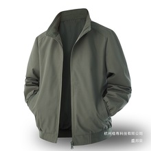 爸爸外套春秋装上衣服男士2025新款夹克秋冬休闲立领帅气男装包邮