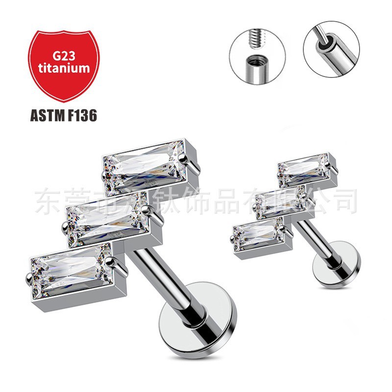 Pointed titanium steel lip stud product view