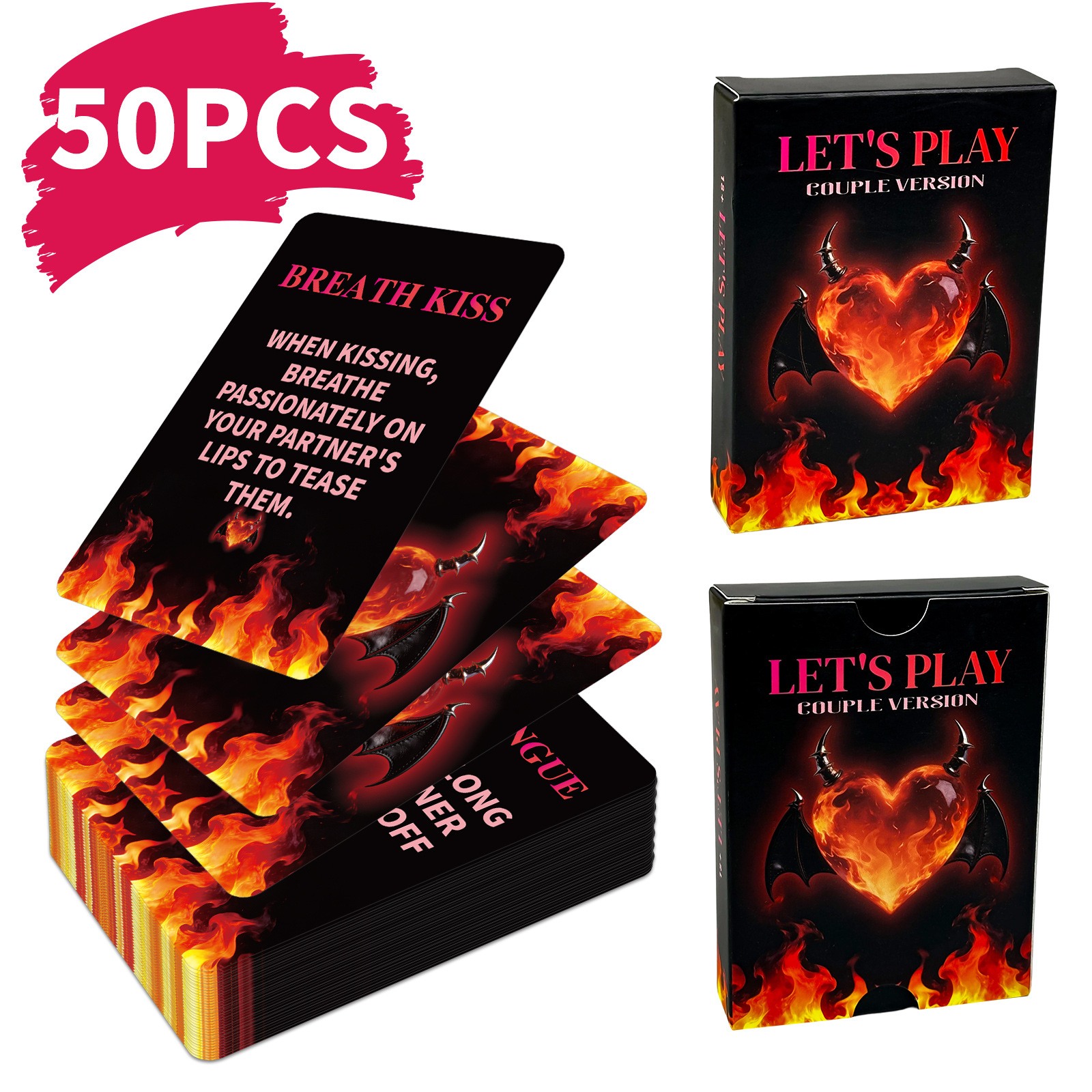 50 ta kattalar uchun intim muloqot buyruq kartalari - Chegaralararo qiziqarli juftlik uchun intim o'yin o'yinchoq rekvizitlari kartalari