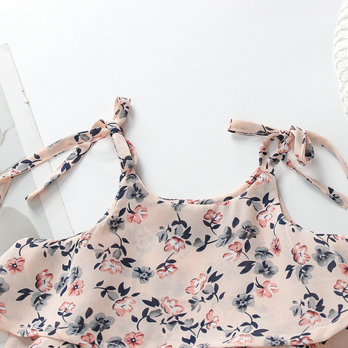 Women's Chiffon Set New Summer Outfit Children's Floral Tank Top Shorts Baby Stylish Two-Piece Direct Manufacturer Sale