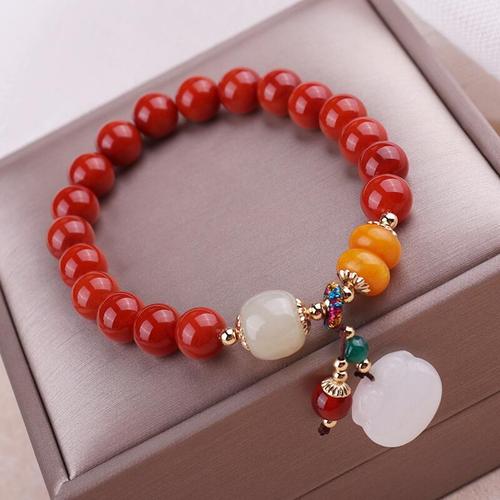 Natural south red agate bracelet with small cross ins female white jade ruyi hand lock all the senior design hand beaded jewelry