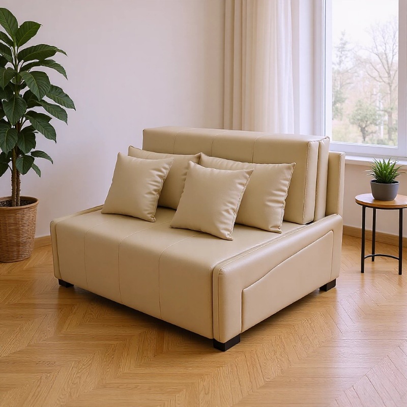 Moderno simple multifuncional sofá cama de cuero puede almacenar pequeño apartamento de sala de estar sofá cama individual
