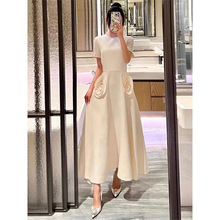 深圳2024新款南油女装欧货高级感立体玫瑰名媛优雅a字连衣裙女夏