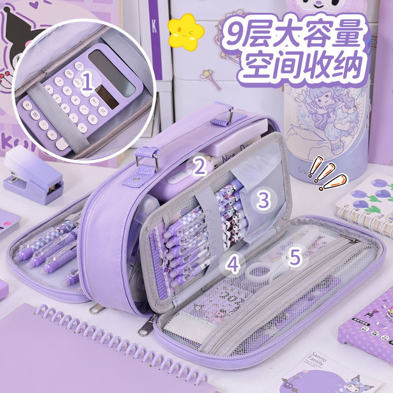 Bolsa de bolígrafo de macarón de gran capacidad multicapa dividida caja de papelería de estudiantes de secundaria secundaria portátil bolsas de bolígrafo de doble capa simples y resistentes a la suciedad