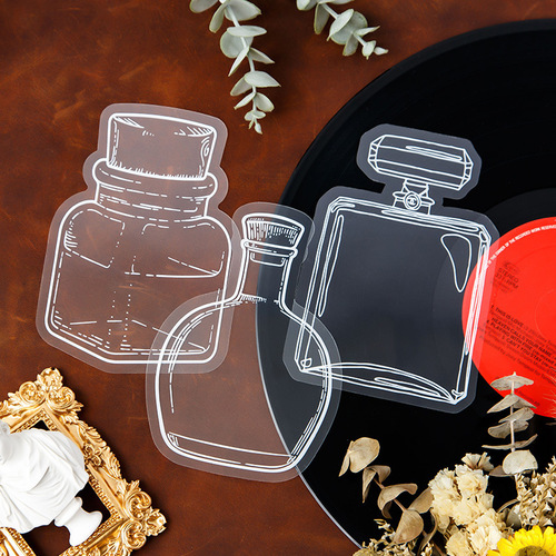 Transparent PET sticker pack handmade DIY bottle dried flower handbook sticker transparent bookmark glass bottle sticker decoration