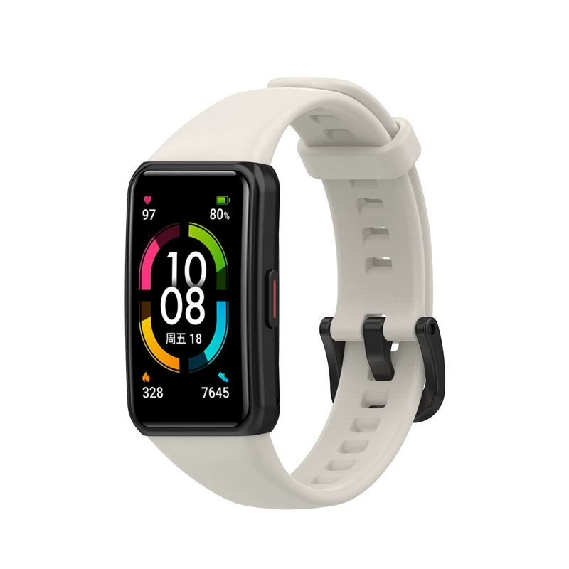 Подходит для Huawei Honor Band 6 однотонный силиконовый ремешок honorband6TPU мужской и женский спортивный простой заменный браслет