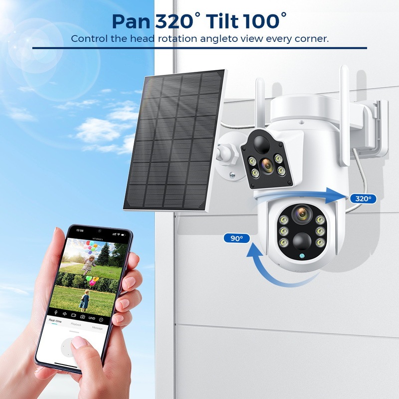 icsee 監視カメラソーラー低電力双眼ワイヤレス携帯電話リモート深センセキュリティ 360 モニター|undefined