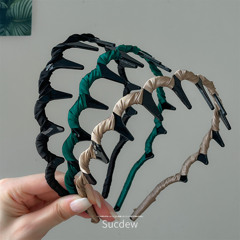 Moda alrededor de tela para mujeres lavarse la cara con dientes para el cabello anti-deslizante compresión de cabello rotura brazo de cabeza 2024 nuevo