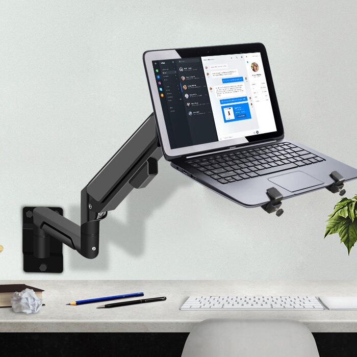 Laptop Monitor Wall Mount Bracket with Height Adjustment, Rotating Mechanical Arm, Wall-Mounted Pneumatic Extension Arm, Aluminum Alloy Laptop Monitor Wall Mount Bracket with Height Adjustment, Rotating Mechanical Arm, Wall-Mounted Pneumatic Extension Arm, Aluminum Alloy