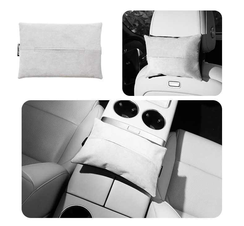 Alcantara Car Tissue Box Seat Back Hanging Car Center Console Armrest Box Paper Box Large Gift