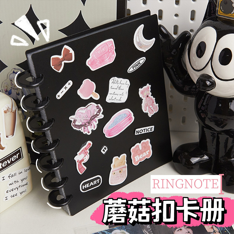 Libro de tarjetas de hebilla de setas de 3 pulgadas álbum de aidou colección de tarjetas pequeñas libro de almacenamiento de setas agujero de setas DIY álbum Polaroid de cuatro rejillas