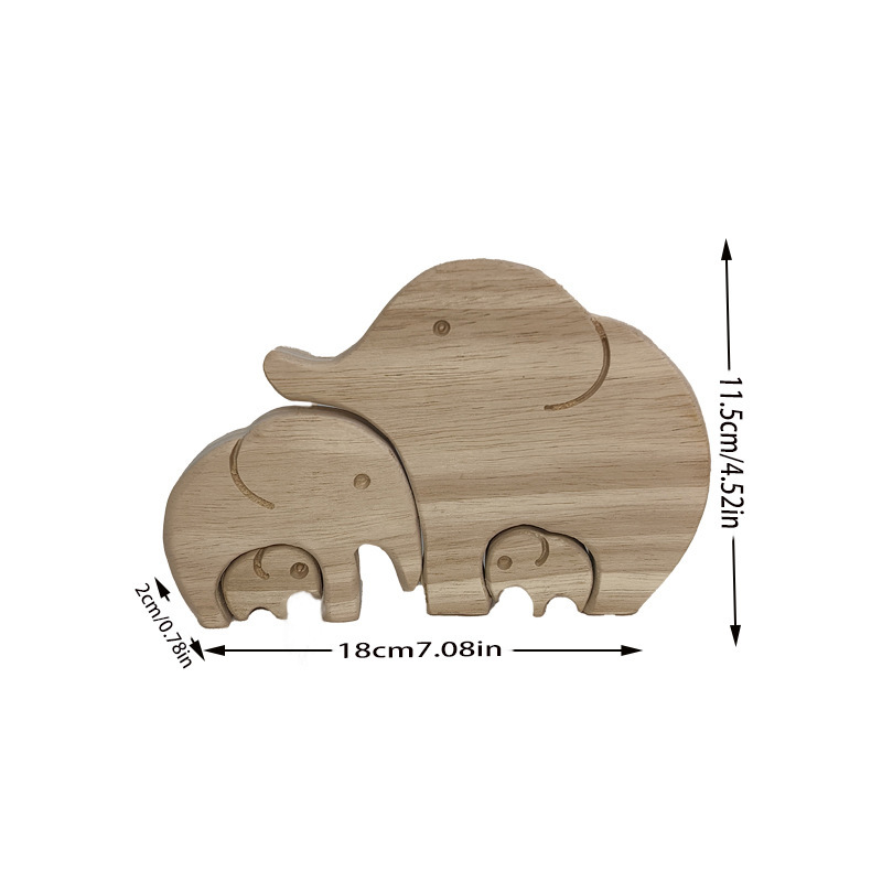 シンプルな装飾品クリエイティブ装飾木製クマ家族デスクトップ構造木彫り装飾品|undefined