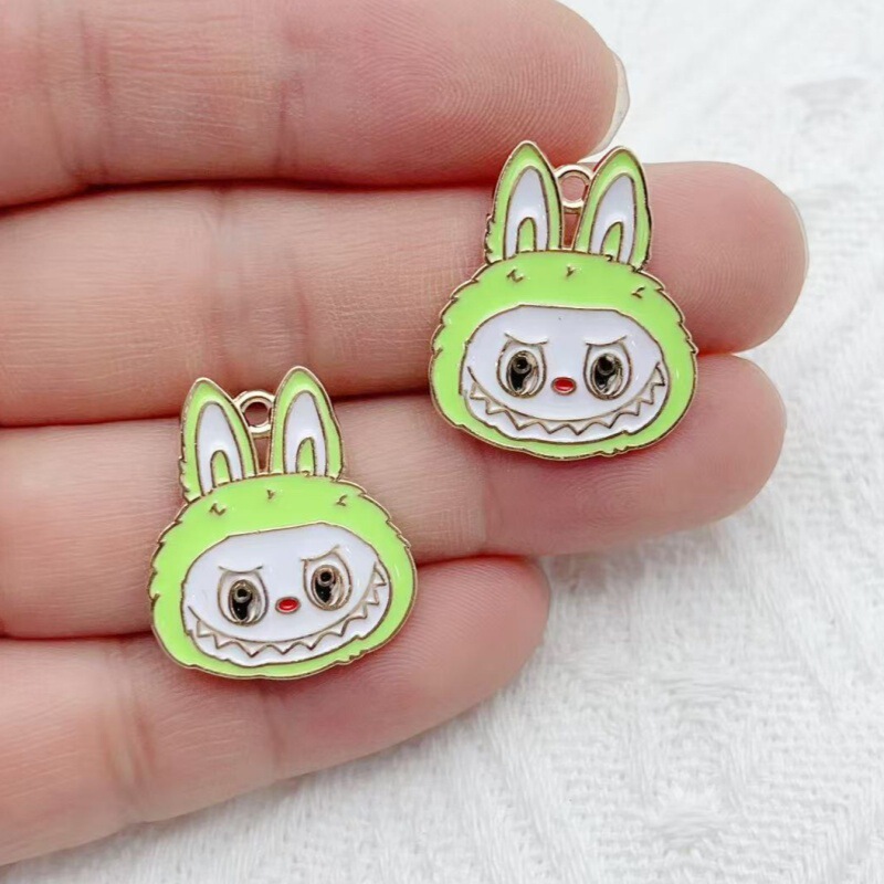 クリエイティブファッション漫画ラブブビッグヘッドアクセサリー DIY イヤリング携帯電話チェーンバッグペンダント材料卸売|undefined
