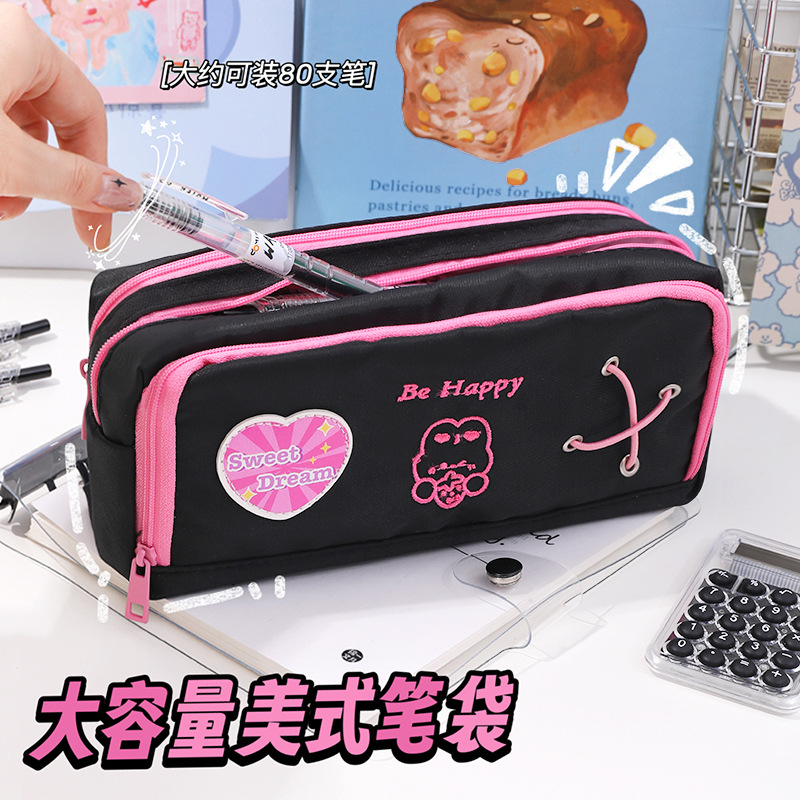 2024 inicio escuela temporada gran capacidad lápiz estudiantes americano papelería caja portátil clasificación bolsa niñas lápiz caja al por mayor