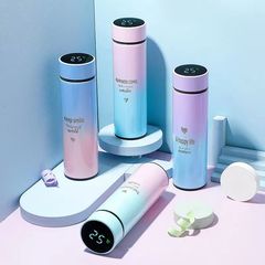 Insulated Cup with Smart Temperature Display, Gradient Color Gift, 304 Stainless Steel, High-Aesthetic Girl Water Bottle, Internet-Famous Student Straight Cup