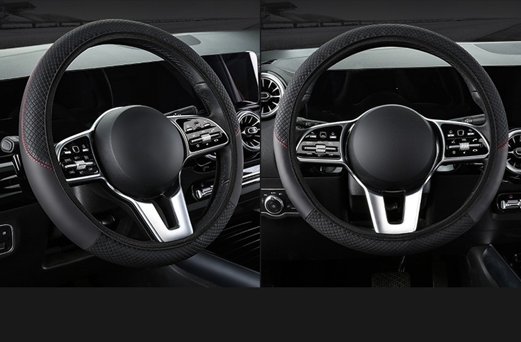 Car Steering Wheel Cover, Elastic, No Inner Ring, Carbon Fiber Pattern Leather, Universal for All Seasons, Cross-Border E-Commerce Model, Handlebar Cover Wholesale