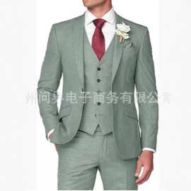 跨境外贸男士西服婚礼休闲主持西装独立站西服男三件套西装套装