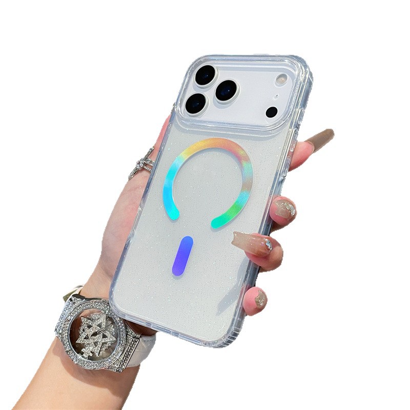 Adatto per telefono colorato magnetico Pro Max trasparente glitter custodia protettiva 17 Pro/17 Air_voghion.com