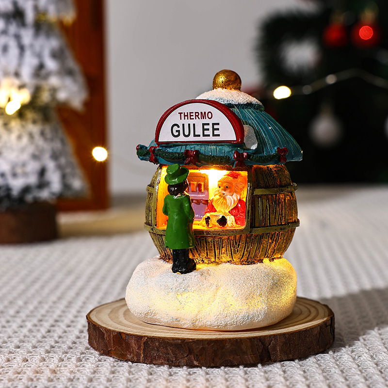 新しいクリスマス装飾品プレゼントクリスマス樹脂小さな家サンタクロース店微景観樹脂置物|undefined