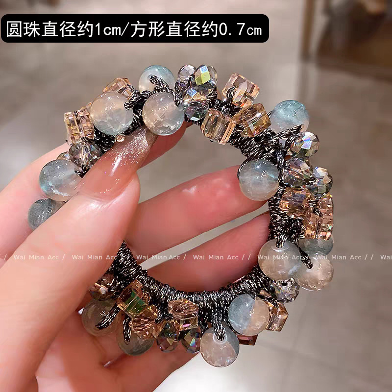 高端紫红色头花水晶发圈女马尾头绳2025新款丸子头扎头发皮筋发饰|undefined