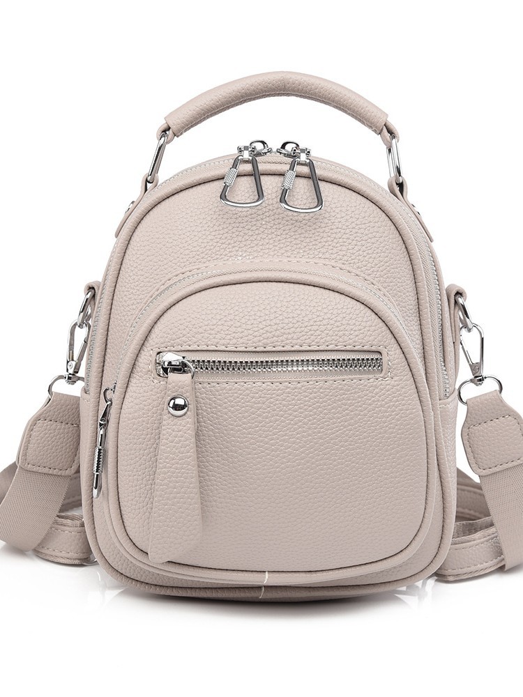 Bolso de mujer de cuero suave de textura 2025, nuevo estilo de moda, mochila de estilo exterior, bolso de moda multipropósito.