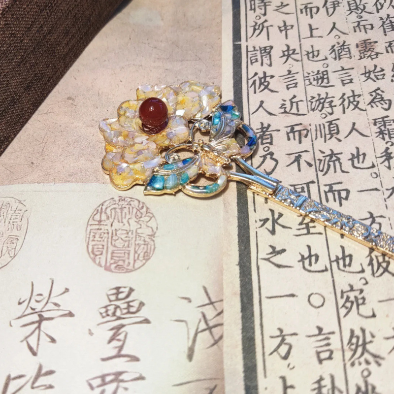 無形文化遺産螺鈿手貼りDIY制作材料パッケージ蝶ブローチヘアピンヘアピンジュエリー友人へのギフトとして|undefined