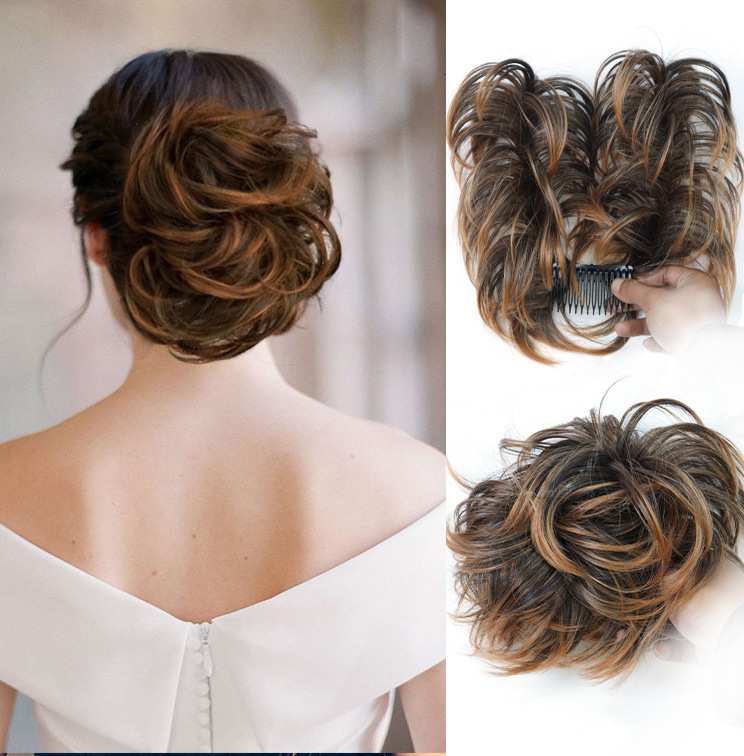 Vente en gros de nouvelles pièces de perruque en fibres chimiques européennes et américaines transfrontalières, chignon de volant en soie à haute température,_voghion.com