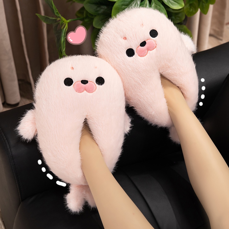 Zapatos de algodón de foca transfronterizos de invierno para niñas lindos bolsas de tacones para casa zapatos de algodón de peluche calentamiento