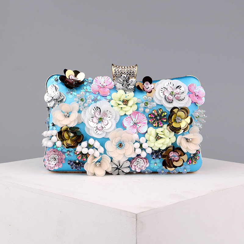 Party Occasion Pu Leather Material Women's Backpack Backpack Flower Pattern Blue Black Gold Pu Leather Flower Square Evening Bags