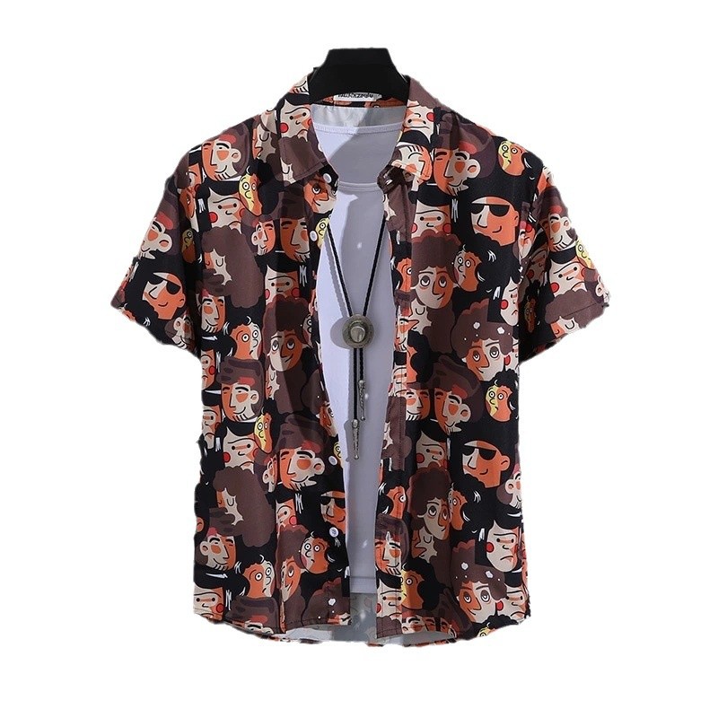 Venta caliente transfronteriza europea y americana vacaciones de verano camisa de manga corta hawaiana moda casual color flor impresión 3D
