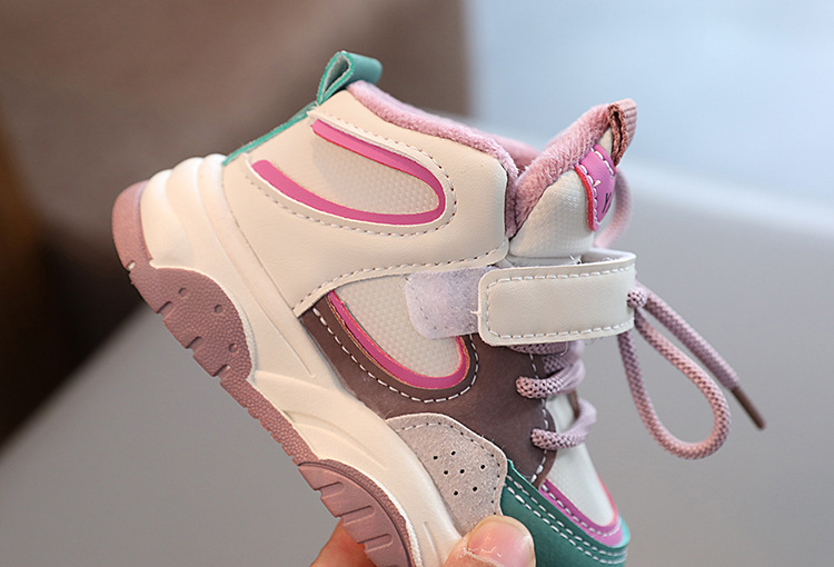 Girls' Sports Shoes 2023 Autumn and Winter New Trendy Brand High-Top Sneakers Cute Cartoon Decoration Boys' Second Cotton Casual Shoes_voghion.com