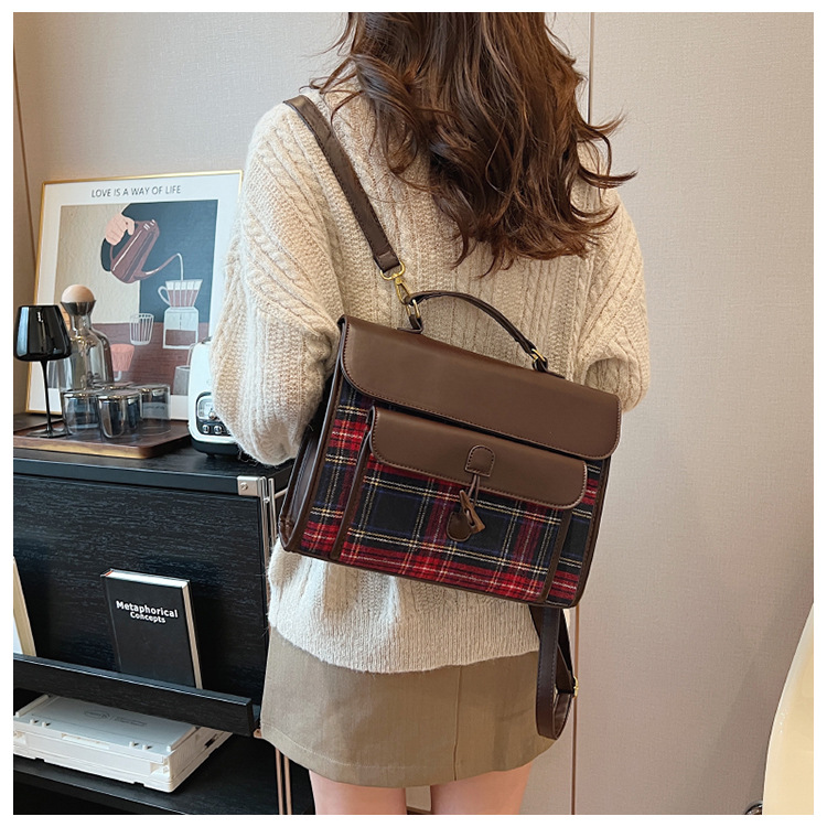 Naiste ruuduline crossbody seljakott sügis- ja talvehooajaks_voghion.com