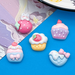 Candy Color Color Cake Biscuits Strawberry Rabbit Hairpin Hair Strand Phone Case Water Cup Sticker DIY Resin Accessories
