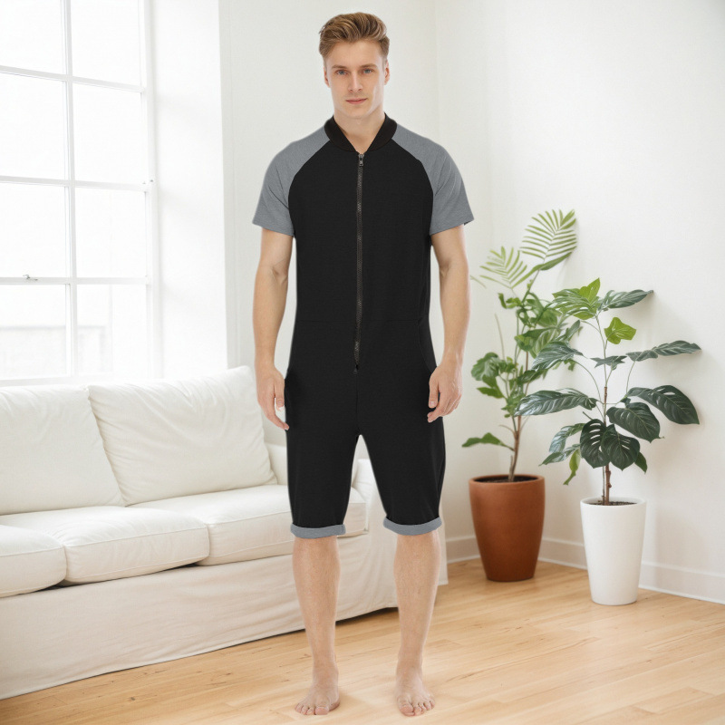 Dropshipping Amazon European and American Cross-Border Men's Spring and Summer Short-Sleeved Sweatshirts Jumpsuits Pajamas Home Clothes Sportswear