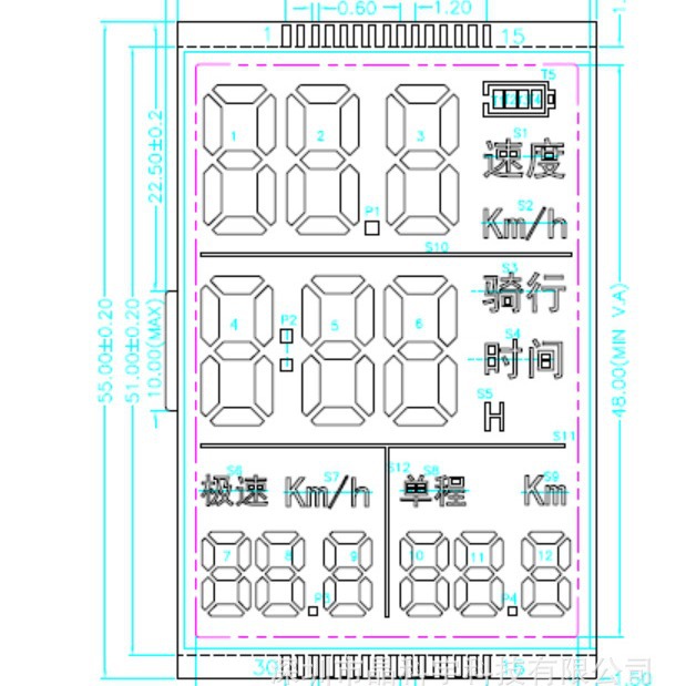 工厂生产销售跑步机计步器显示屏码表LCD液晶显示屏段码屏液晶屏